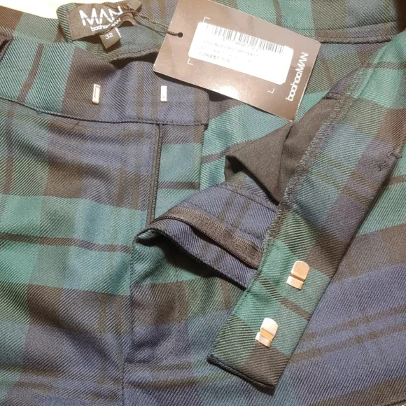 Boohoo Man Skinny Tartan Tailor Trousers Pants Ankle Zip Men 32 Hertiage Plaid - Picture 11 of 15